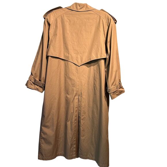 Vintage Mocha Trench Coat Ladies 12 Reg Washable Timeless Layering Pockets - Picture 2 of 10
